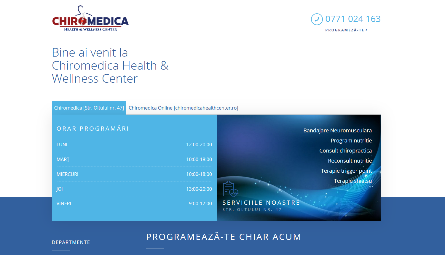 Pagina de preyentare şi programări
